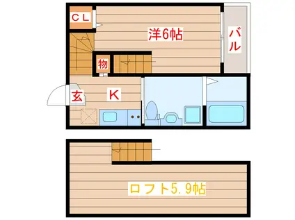 グランドレジデンス旭ヶ丘(1K/1階)の間取り写真