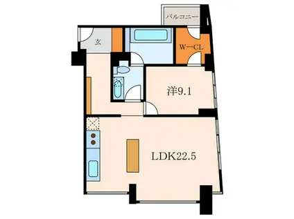 WALK AKASAKA(1LDK/6階)の間取り写真