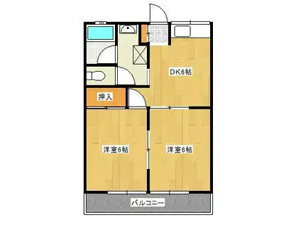 クレイドル請西(2DK/1階)の間取り写真