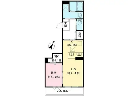 ルモラ玉南(1LDK/1階)の間取り写真