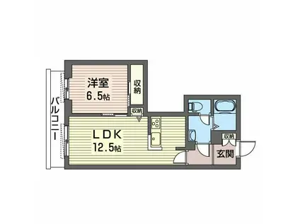ガーデンコート中根(1LDK/1階)の間取り写真
