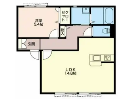 ハイツリバティF棟(1LDK/1階)の間取り写真