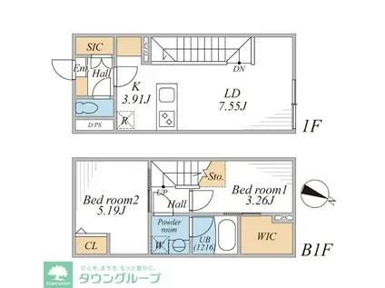 LEGALAND桜新町(2LDK/B1階)の間取り写真