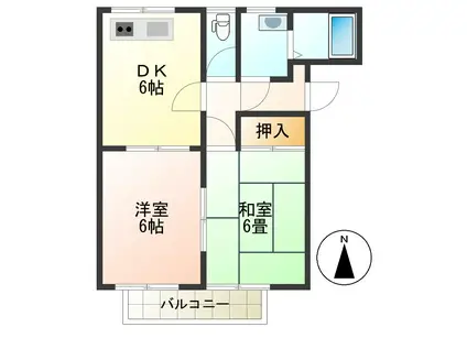 サン・ワイルド(2DK/2階)の間取り写真