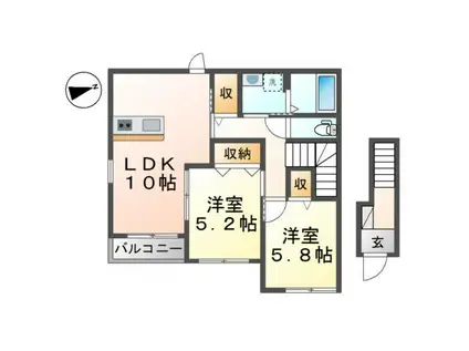 ビアン ストリーム(2LDK/2階)の間取り写真