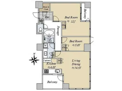 堂島 ザ・レジデンス マークタワー(2LDK/27階)の間取り写真
