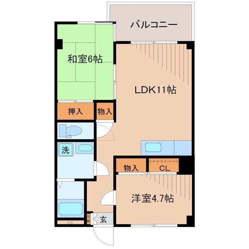 セントラルコーポフェニックス(2LDK/3階)の間取り写真