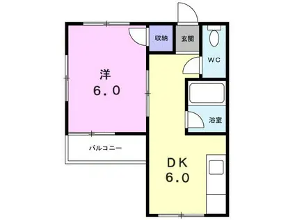 オックスフォードサーカスIII(1DK/2階)の間取り写真