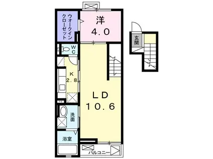メゾン ソレイユII(1LDK/4階)の間取り写真