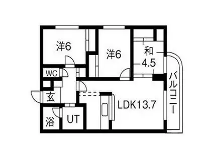 オーベレ1988(3LDK/3階)の間取り写真