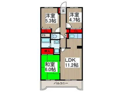 グランエスト浦和(3LDK/3階)の間取り写真