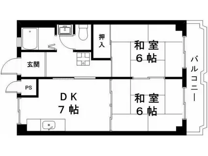 パレット・コート堅田(2DK/2階)の間取り写真