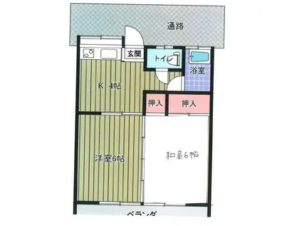 コーポ池尻(2K/2階)の間取り写真