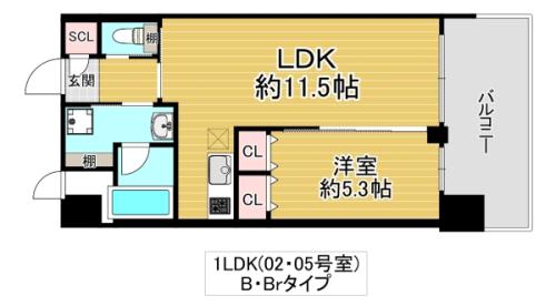プレジオ城東(1LDK/2階)の間取り写真