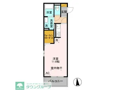 カスタリア A(ワンルーム/3階)の間取り写真