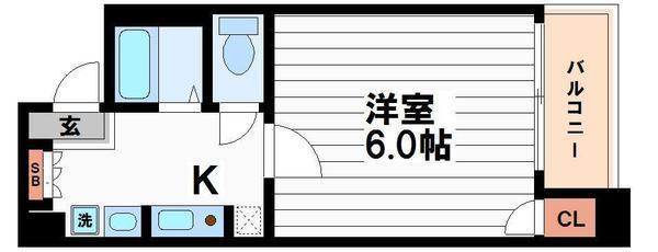 ロイヤルメゾン北浜(1K/8階)の間取り写真