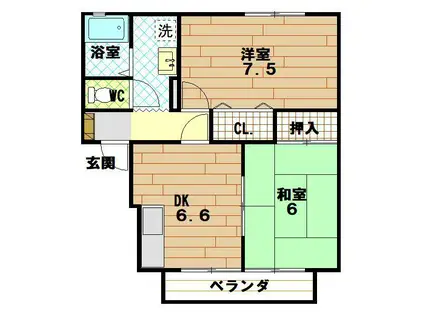 セジュールソニア(2DK/2階)の間取り写真