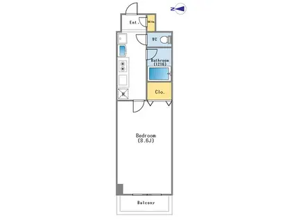 GROUND LINE6(1K/3階)の間取り写真