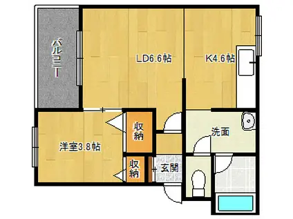 T-フラット1112(1LDK/3階)の間取り写真