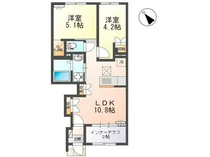 CACHETTE(2LDK/1階)の間取り写真