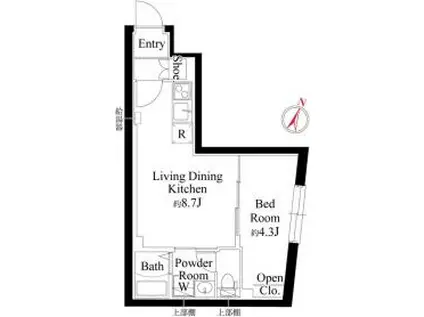 ラミィ中野坂上(1LDK/4階)の間取り写真