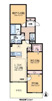 南葛西テラス(2SLDK/1階)の間取り写真