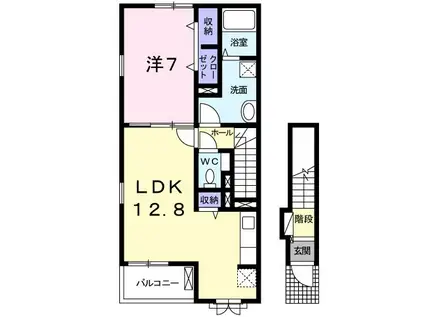 カーサ・カルムII(1LDK/2階)の間取り写真