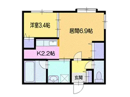 ピュア東彩館V(1LDK/3階)の間取り写真