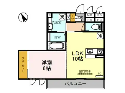 プリムローズ・佳音(1LDK/2階)の間取り写真