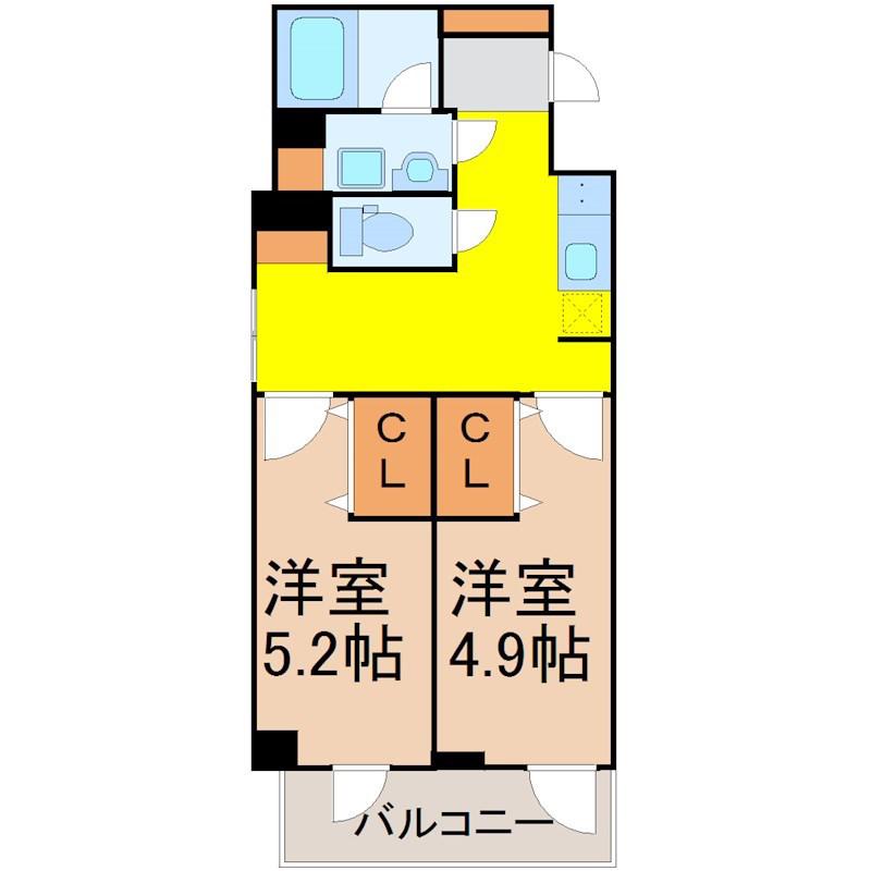ウエストIN柴田(2DK/2階)の間取り写真