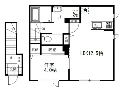 PORTE若松(1LDK/1階)の間取り写真
