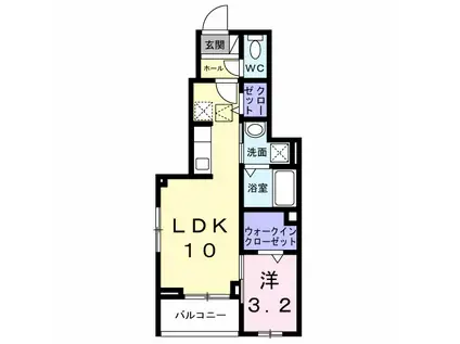 サンフラワー(1LDK/1階)の間取り写真