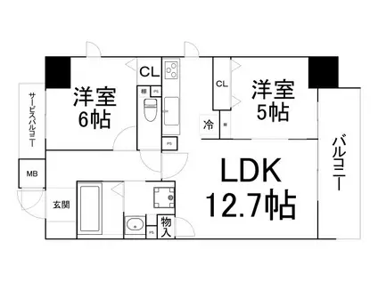 大拓メゾン鶴見(2LDK/6階)の間取り写真
