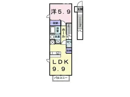 フローラ松和(1LDK/2階)の間取り写真