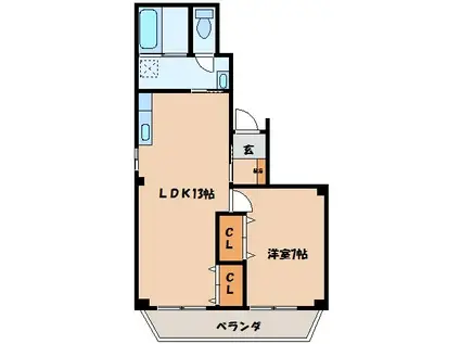 FCビル(1LDK/6階)の間取り写真