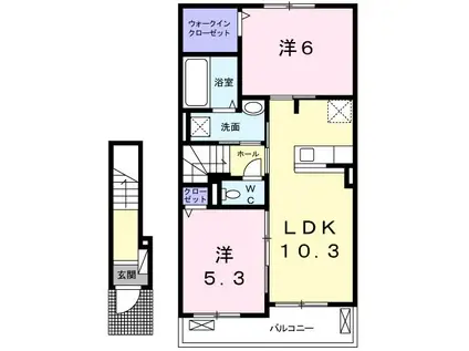 ミヌエット仲原(2LDK/2階)の間取り写真