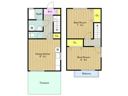 アステル(2DK/1階)の間取り写真