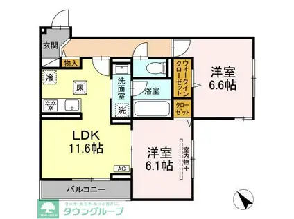 D PAINA 鴨居II(2LDK/1階)の間取り写真