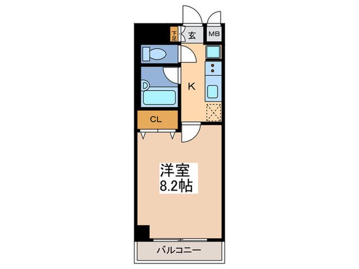 ウィンベル(1K/8階)の間取り写真