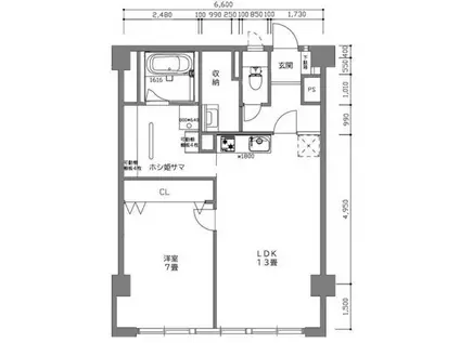 東和ビル(1LDK/4階)の間取り写真
