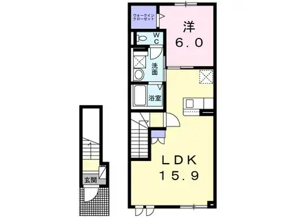 アルカンシエルIII(1LDK/2階)の間取り写真