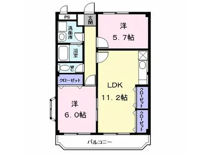 レジデンス柳森(2LDK/4階)の間取り写真