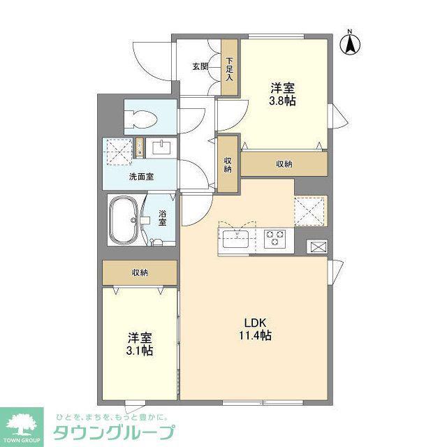 ウェルスクエア中野坂上II(2LDK/3階)の間取り写真