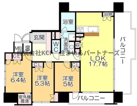 グランドオーク久留米大手町(3LDK/5階)の間取り写真