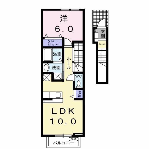 マルガリータA(1LDK/2階)の間取り写真