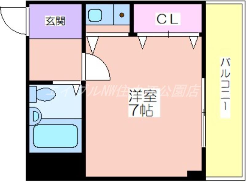 永田マンション(ワンルーム/3階)の間取り写真