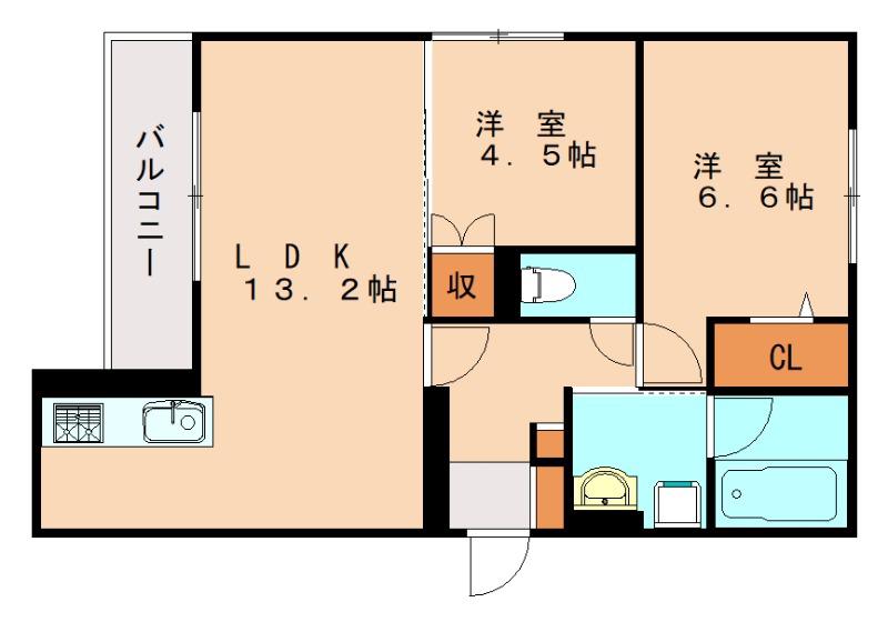 D-ROOM半道橋(2LDK/3階)の間取り写真