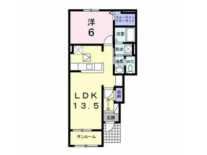 ラピスラズリ(1LDK/1階)の間取り写真