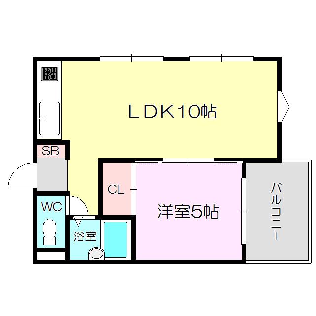 シャトル2(1LDK/2階)の間取り写真