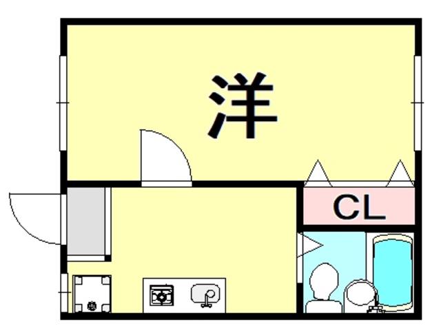 シャトー北大物(1K/2階)の間取り写真